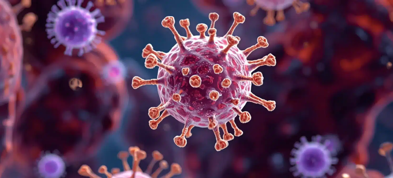 An illustrative 3D model representing mast cells, showing their spherical structure and surface receptors.
